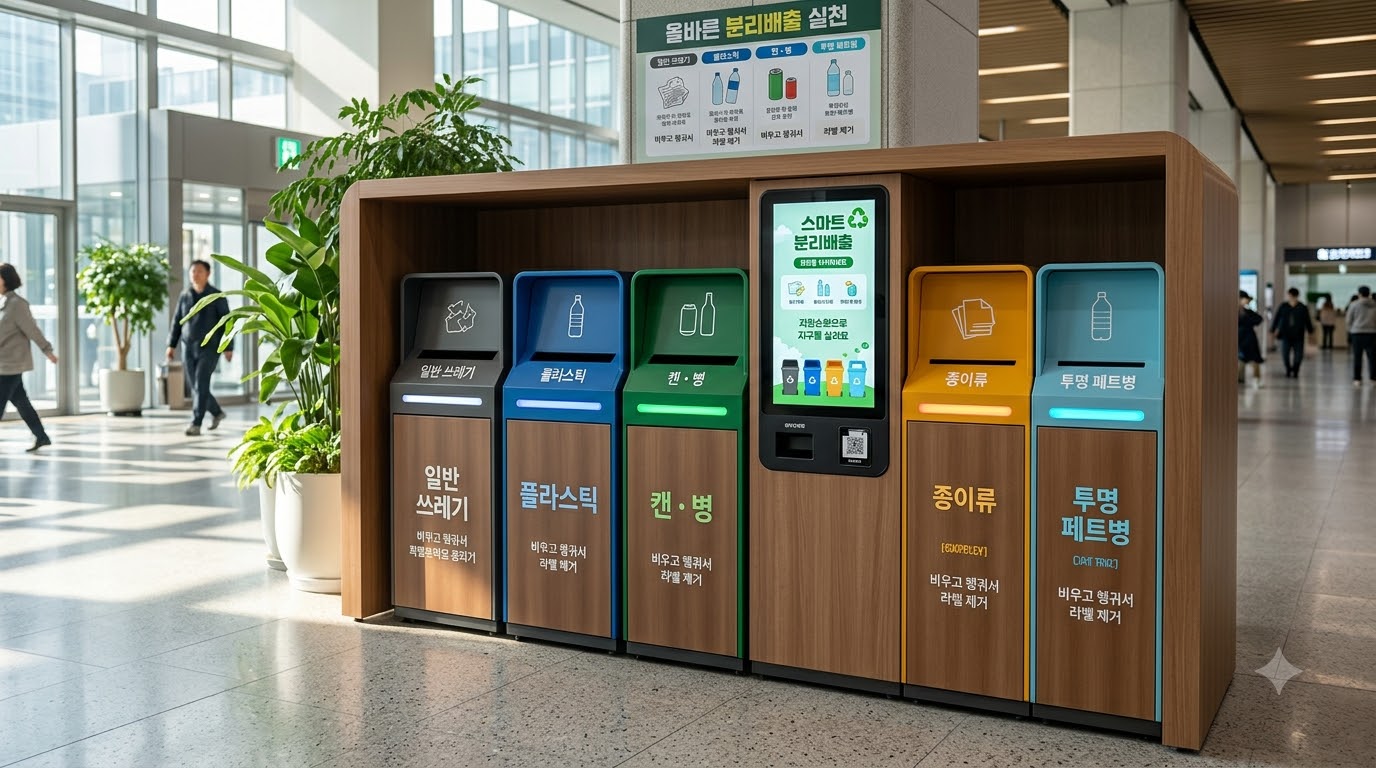 종이, 플라스틱, 유리, 캔 품목별 올바른 분리수거 스테이션