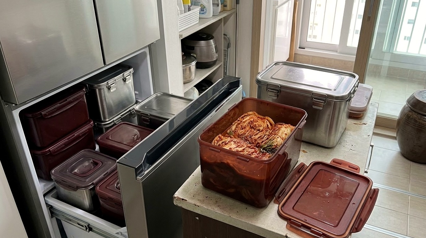 김치 보관법, 김치냉장고 없이 냉장고 칸·용기 고르 - 김치 보관법 주요 확인 포인트 (1) (관련 시각 자료 1)